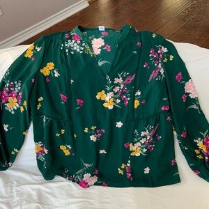Old Navy Green Floral Blouse